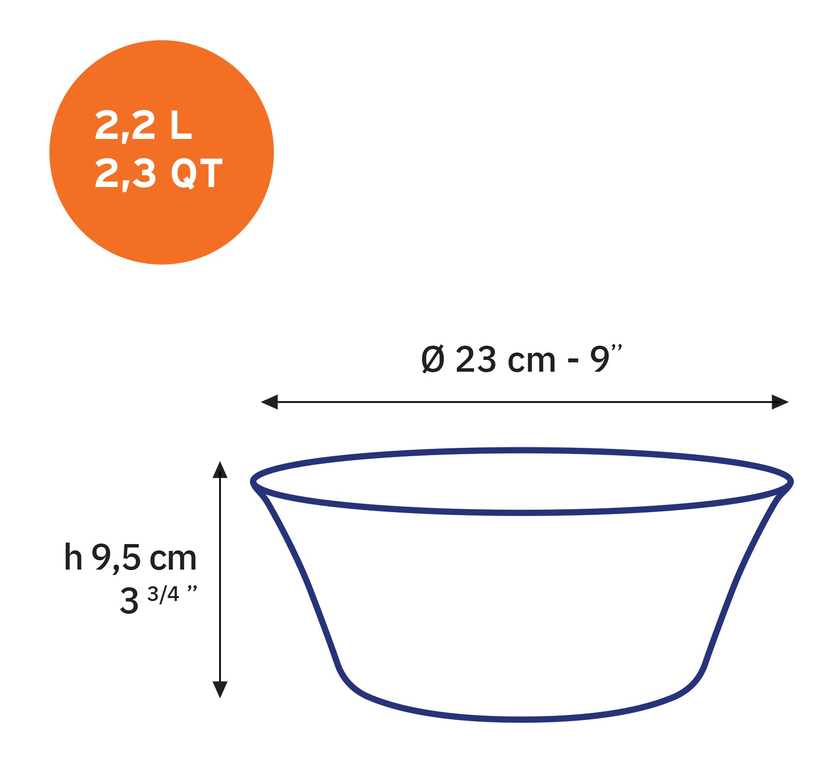 Duralex Lys salátová mísa 23 cm modrá 2,2 l