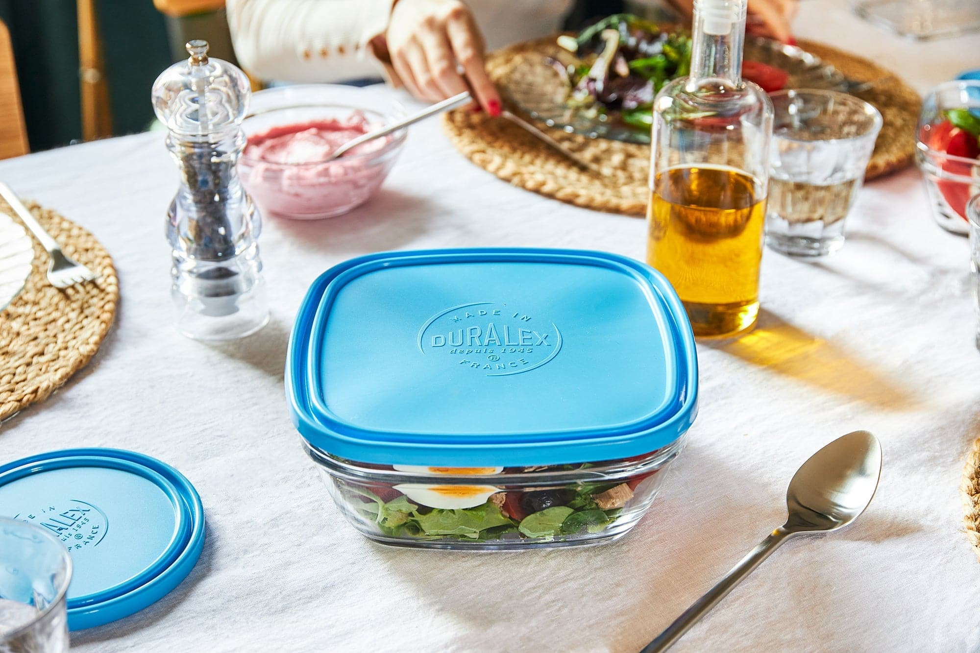 Duralex Freshbox dózy hranaté 3 ks skleněné sada