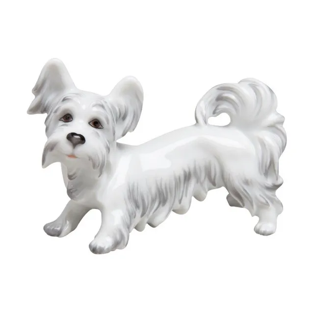 Augarten figurka Skyterrier bílý porcelánový
