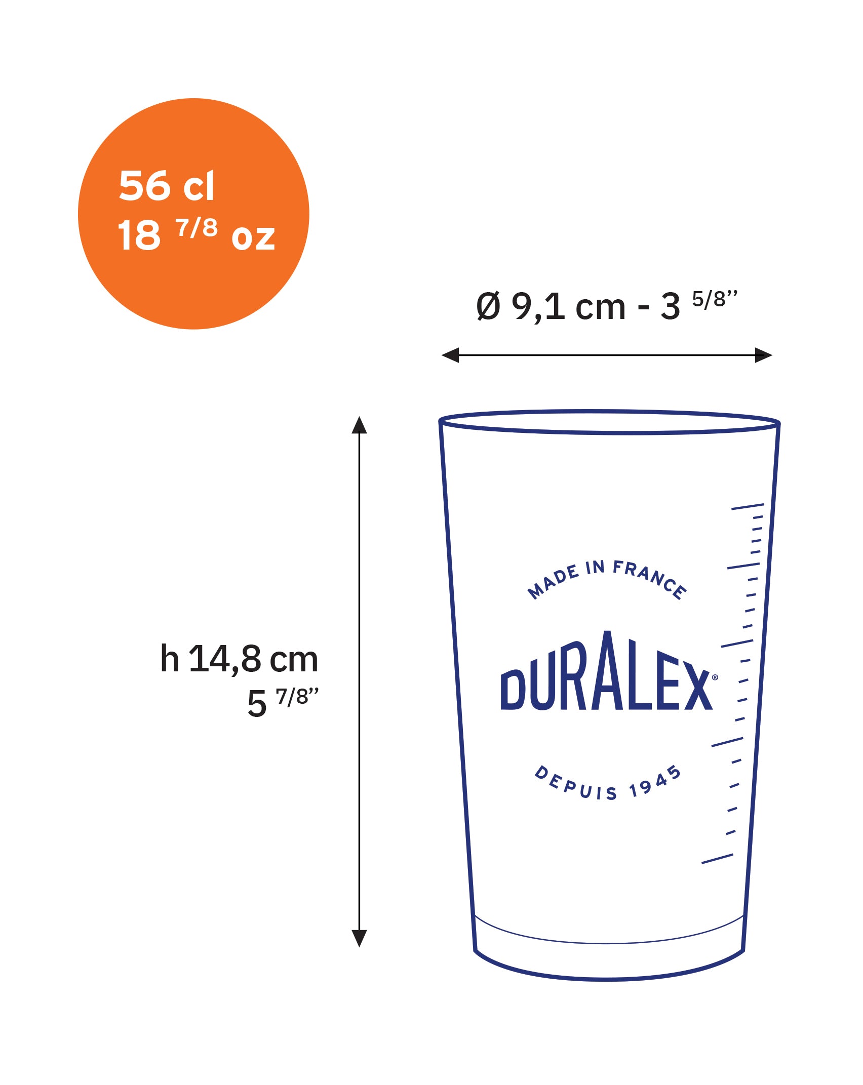 Duralex Precisio odměrka 560 ml skleněná žlutá