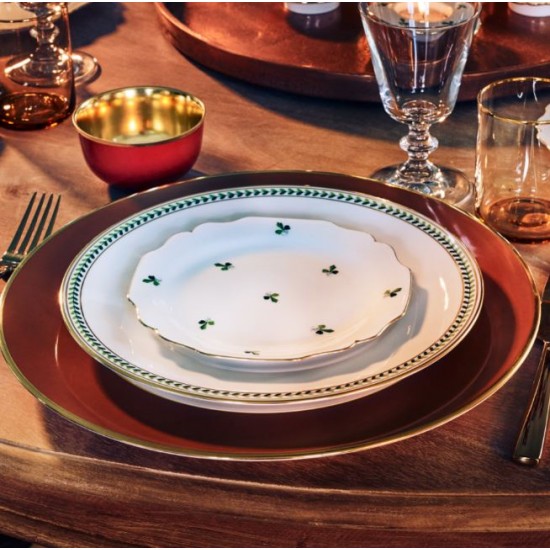 Augarten Schubert talíř 25 cm zelený porcelánový hluboký