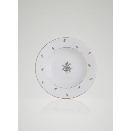 Augarten Schubert 21 cm polévkový talíř bílý pomněnka