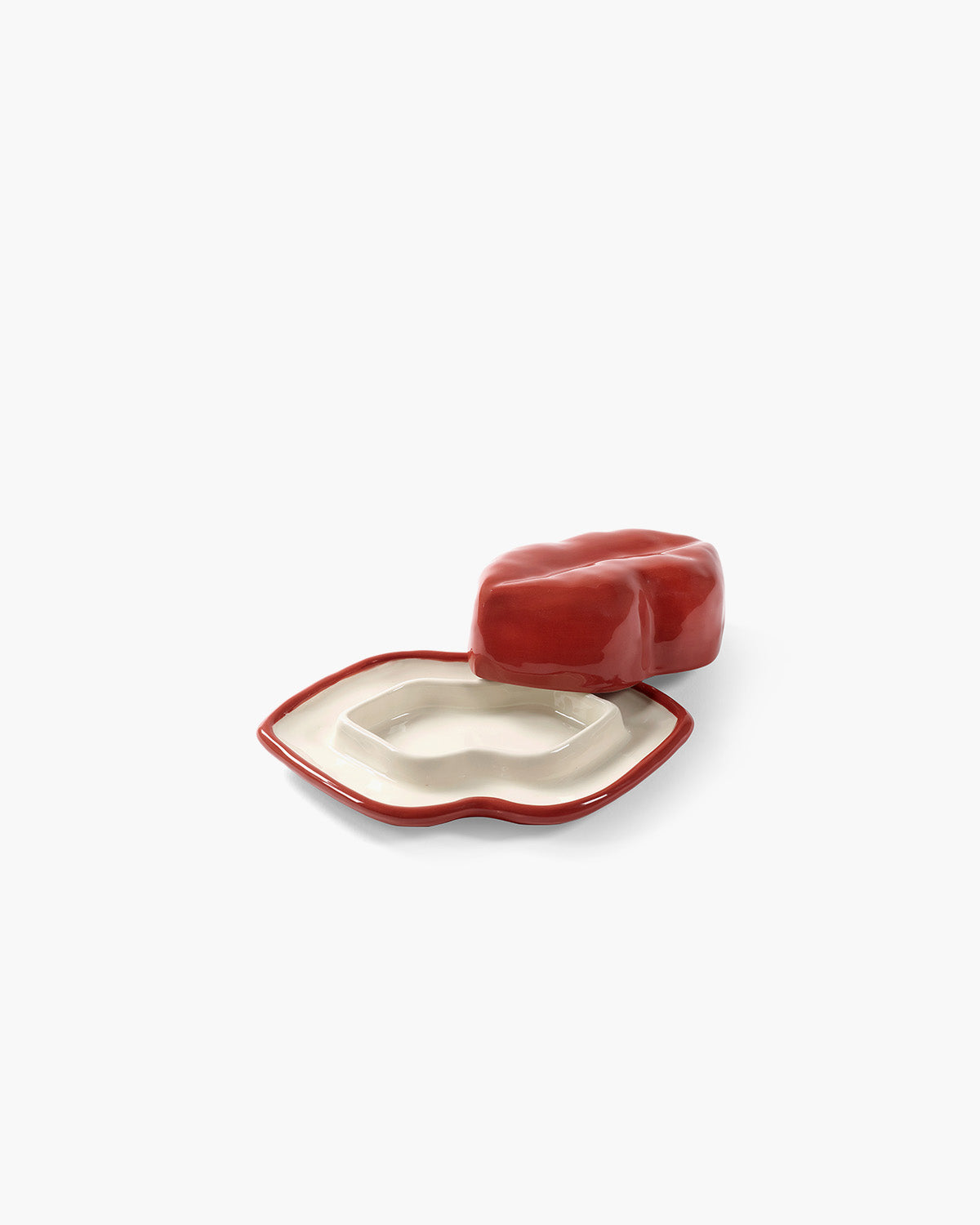 Serax Les Objets Lips máslenka s víkem červená