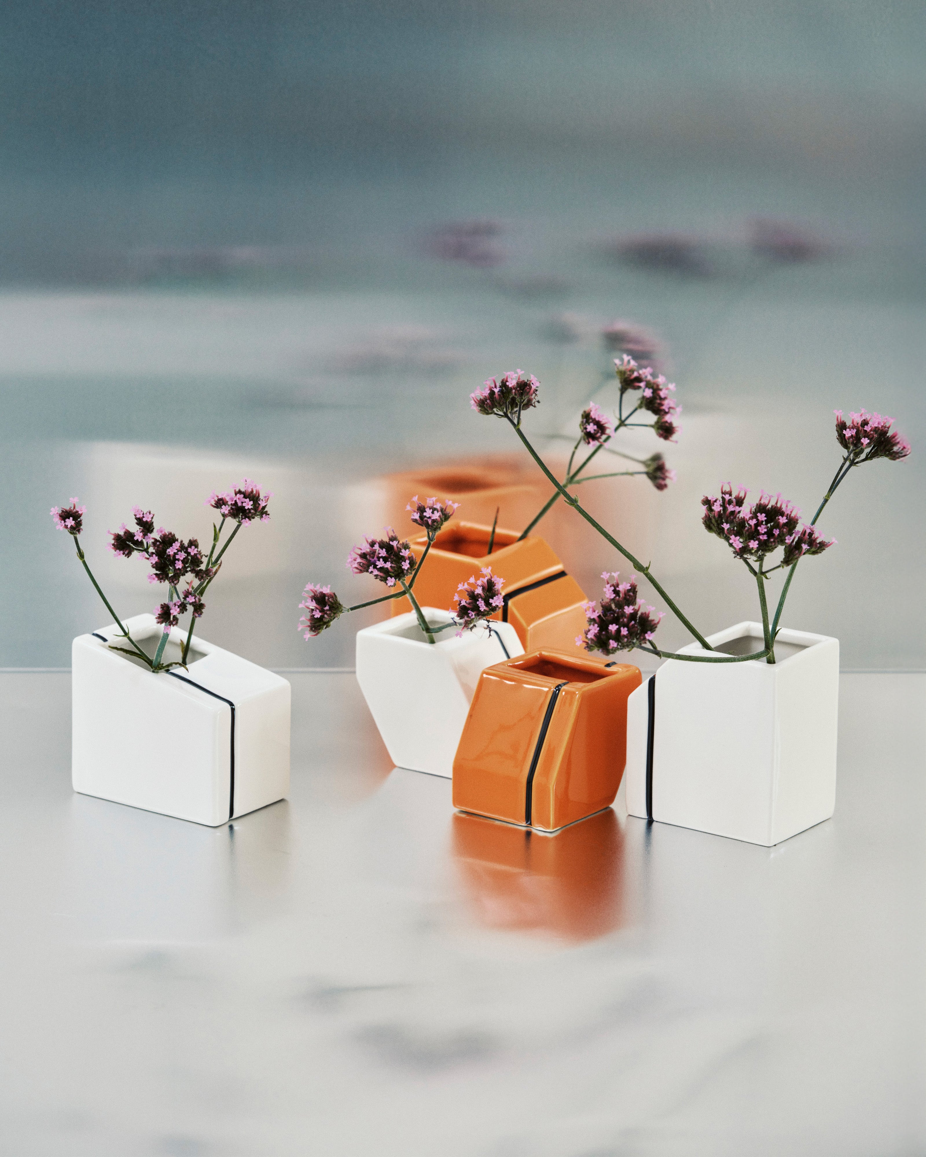 Serax Silos mini vázy 3ks oranžové porcelánové