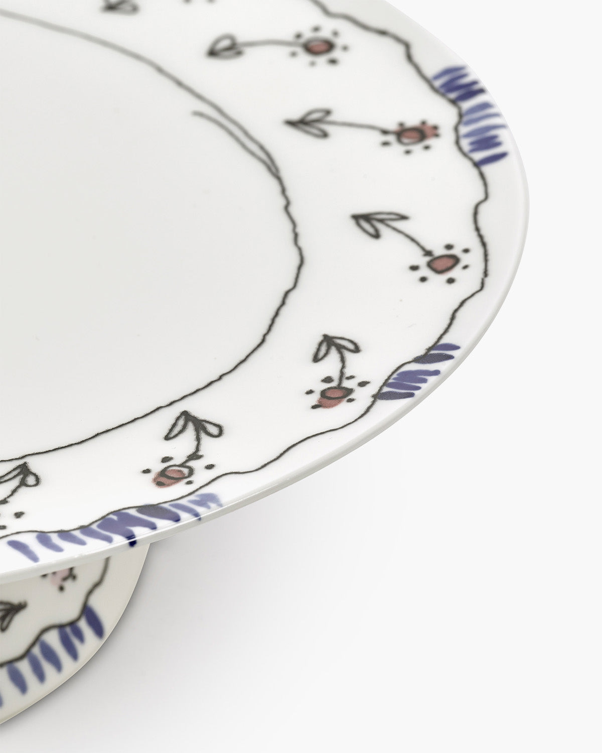 Serax Midnight Flowers stojan na dort L milk porcelánový