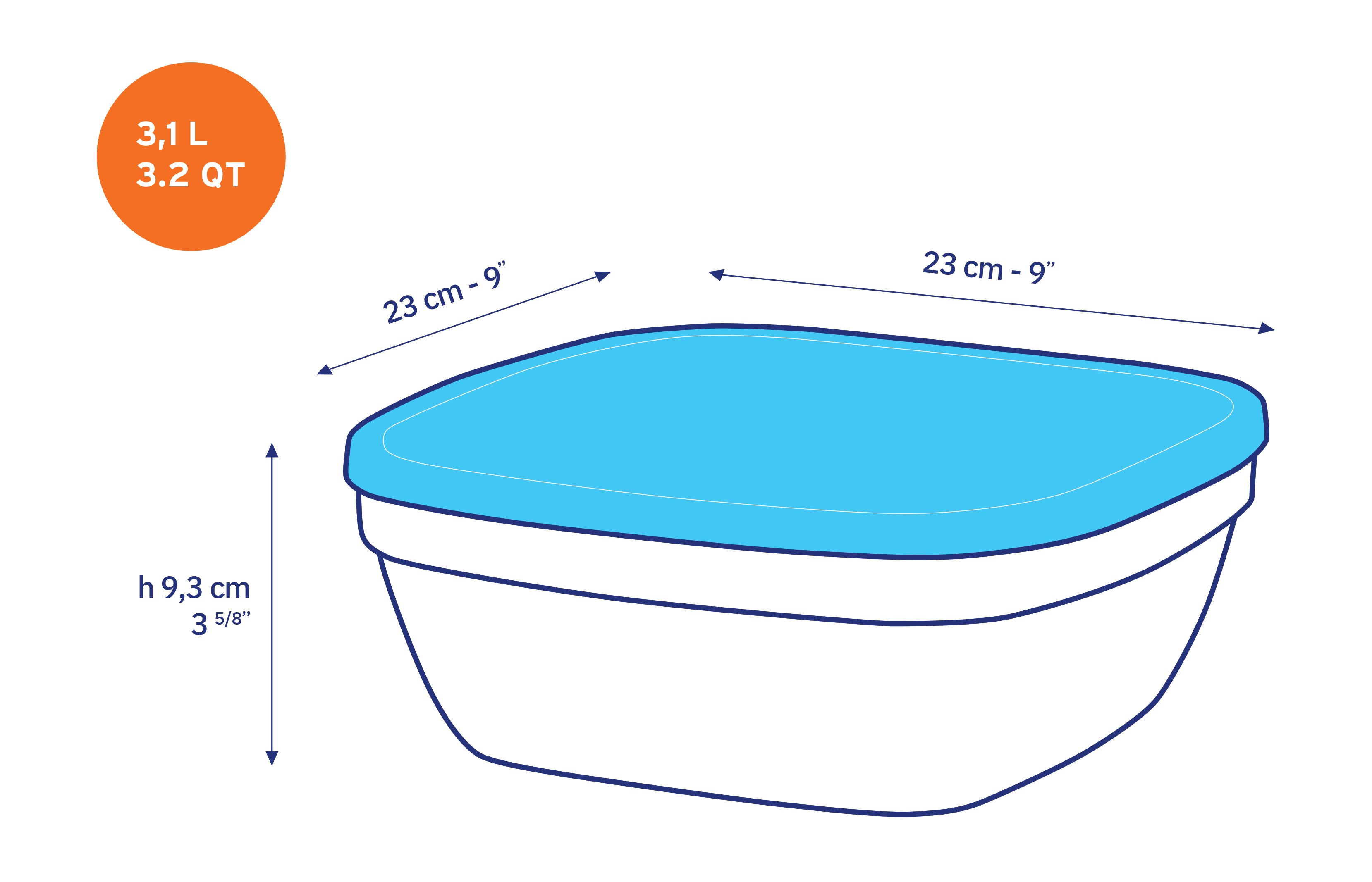 Duralex Freshbox 3,1 l skleněná dóza modré víčko