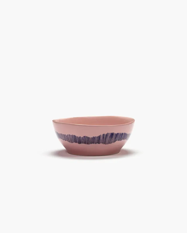 Serax Feast Bowl L miska růžová modré pruhy kameninová