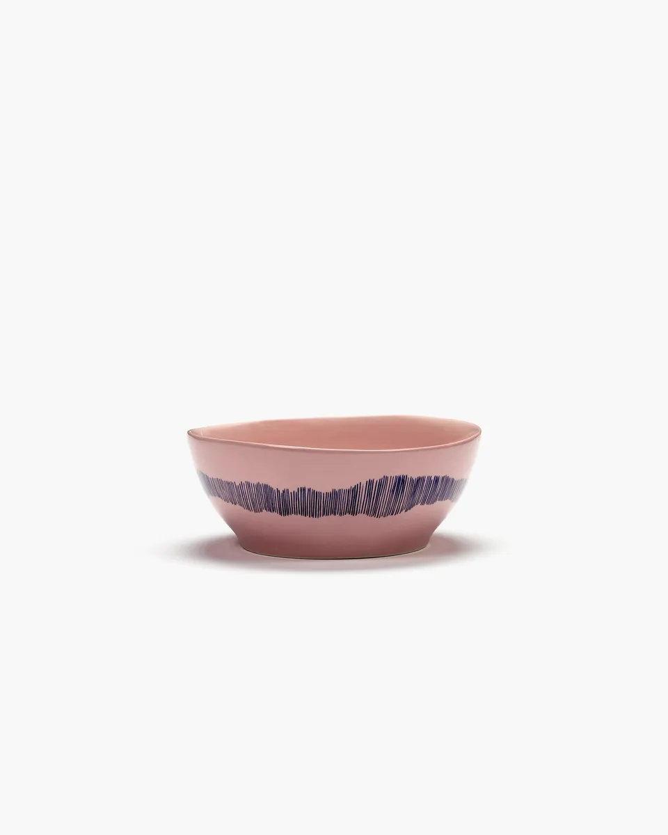 Serax Feast Bowl L miska růžová modré pruhy kameninová