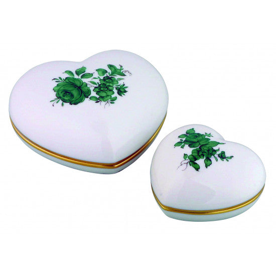 Augarten srdíčková krabička malá zelená porcelán