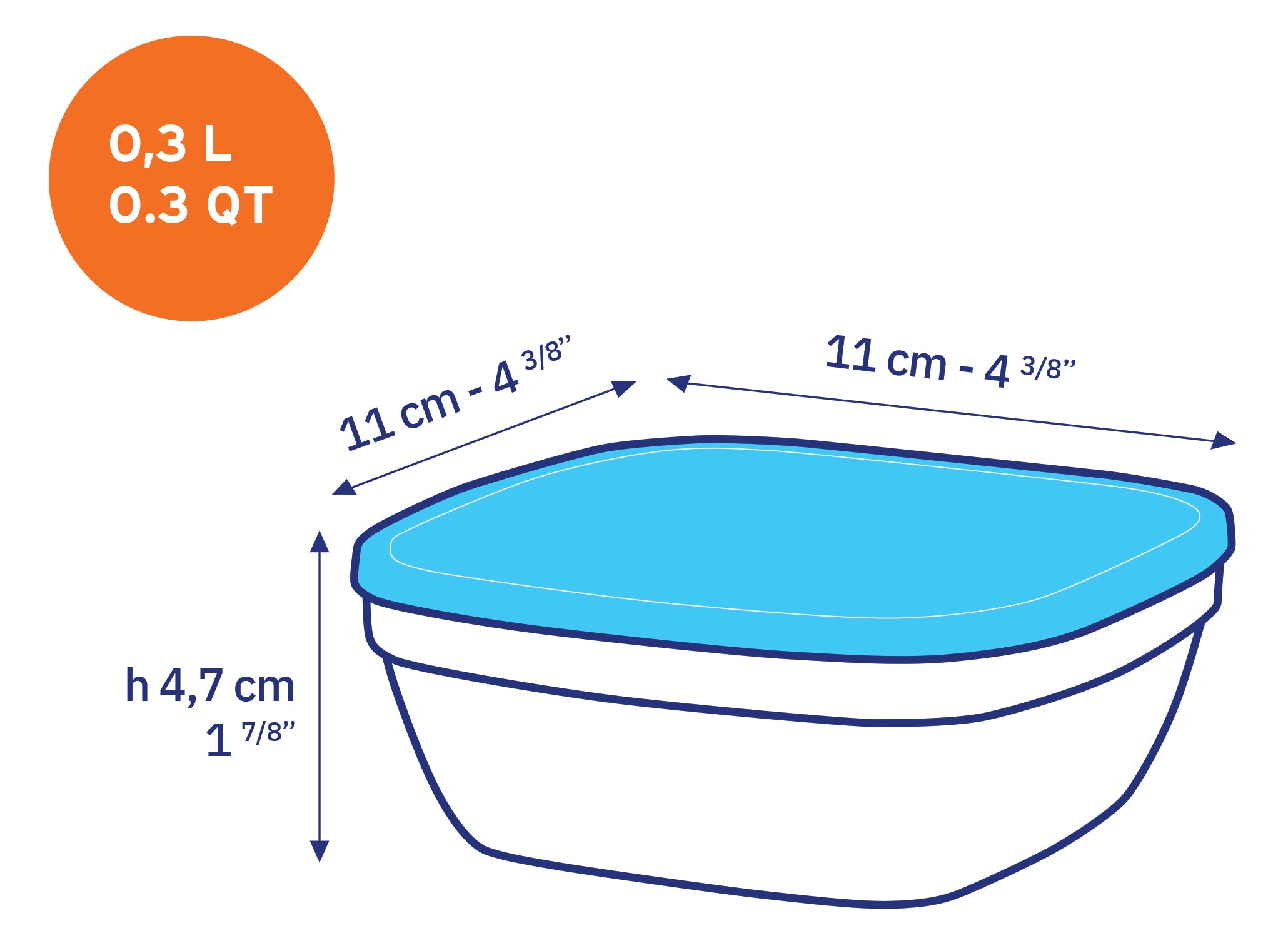 Duralex Freshbox skleněná dóza 30 cl modré víčko