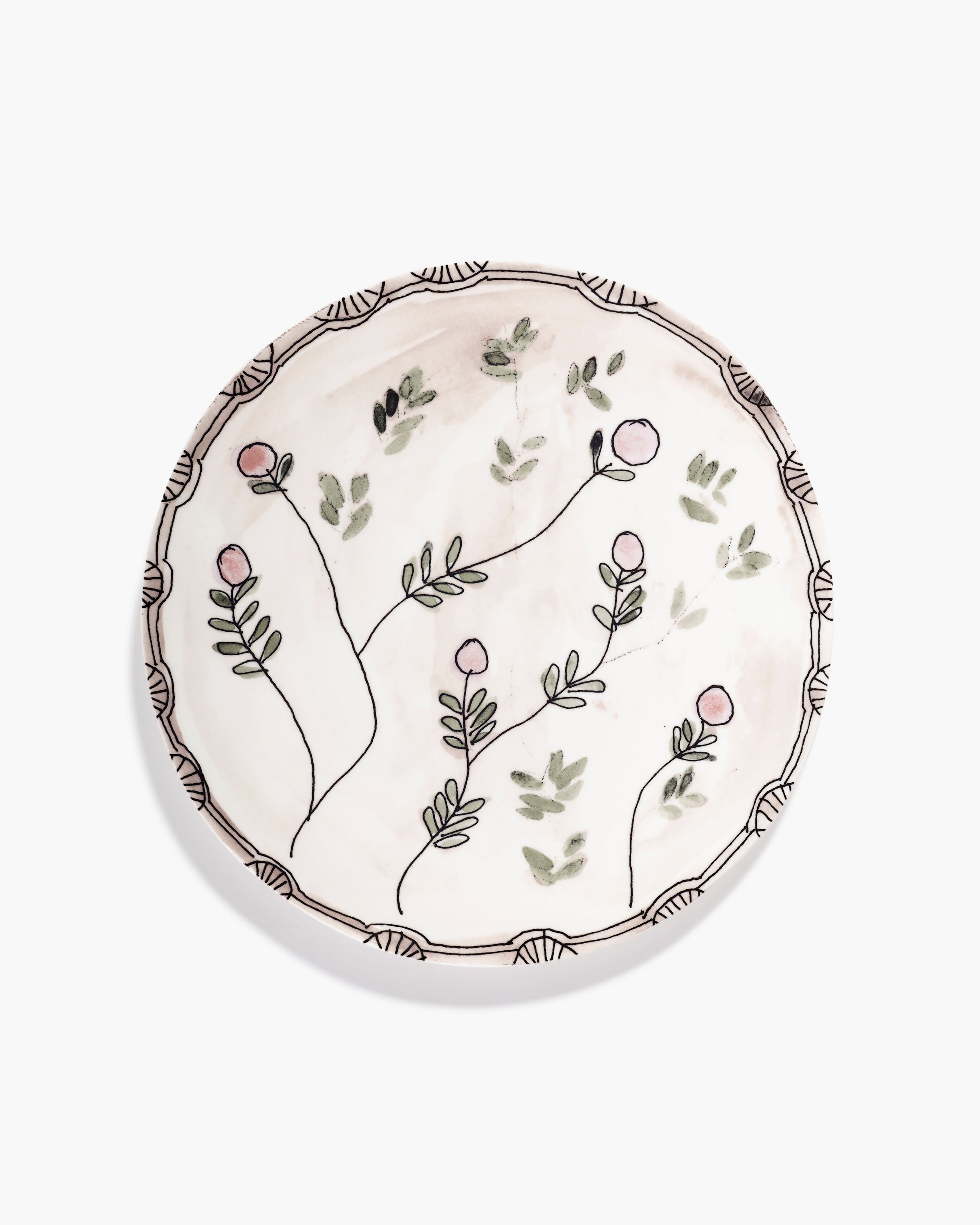 Serax Midnight Flowers Mirtillo nude talir L ruzovy porcelan