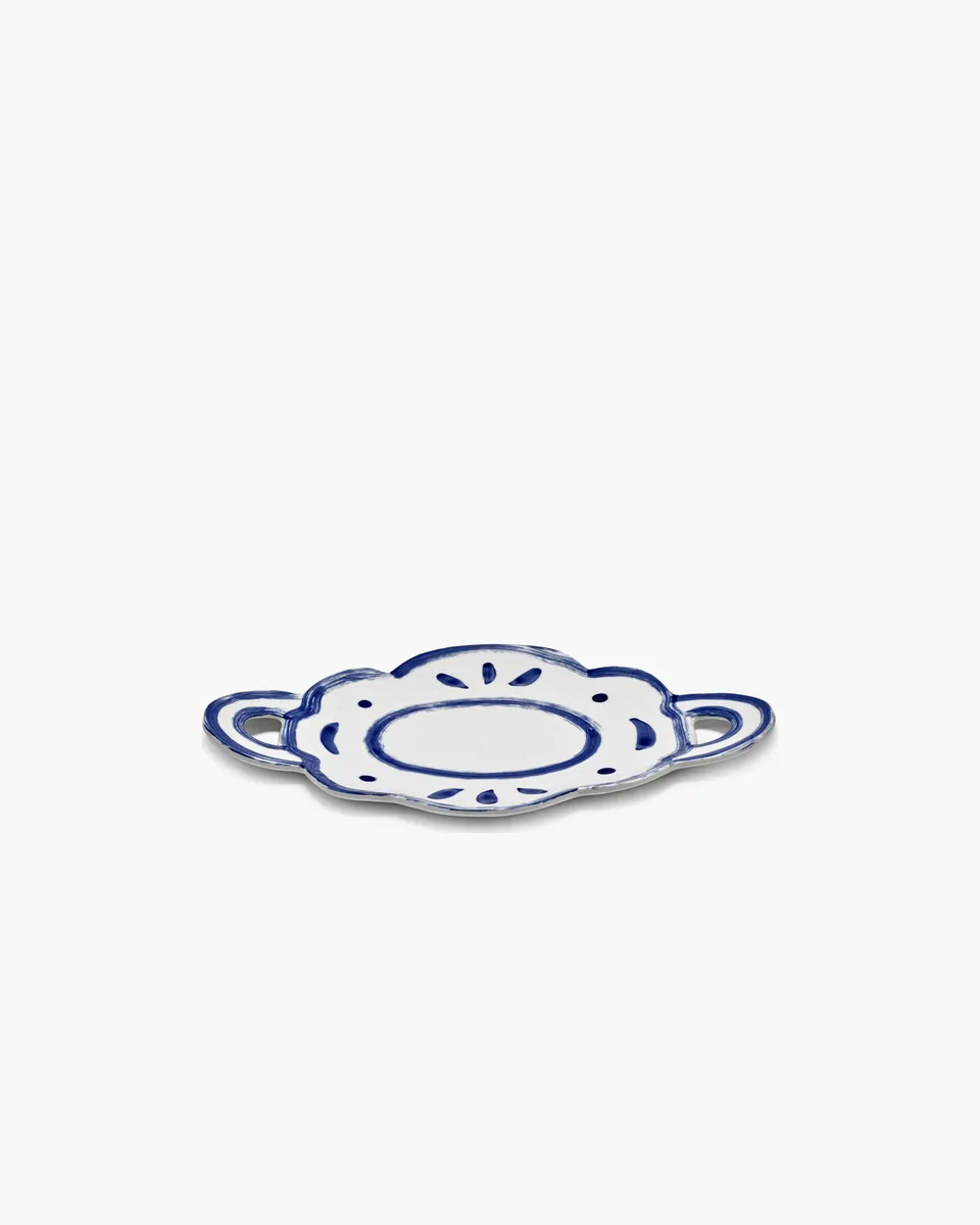 Serax Line-up Oval 03 servírovací talíř bílo-modrý keramika