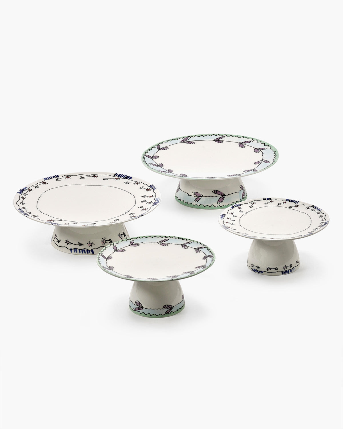 Serax Midnight Flowers stojan na dort L milk porcelánový