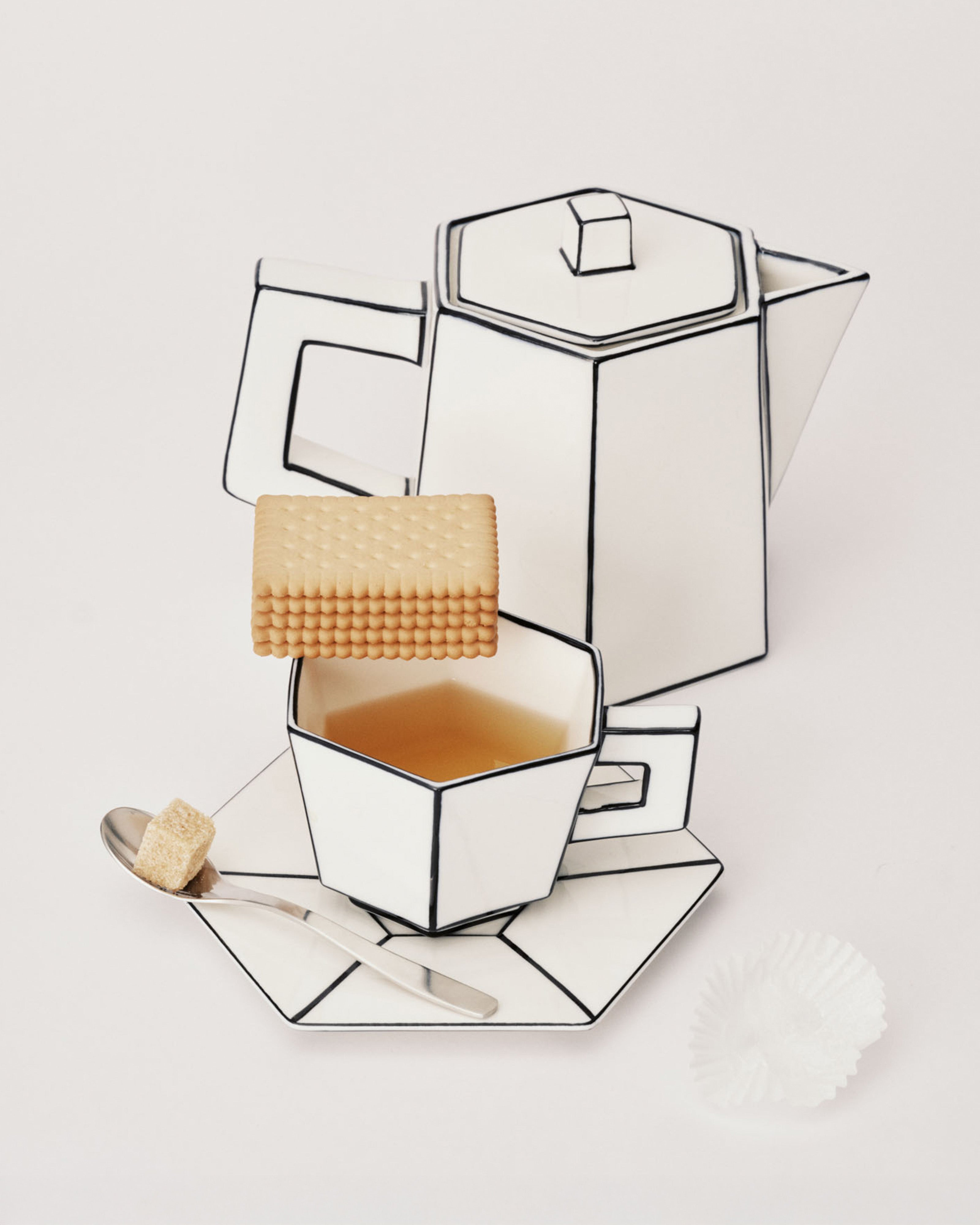 Serax Carte Blanche cappuccino šálek s podšálkem bíločerný