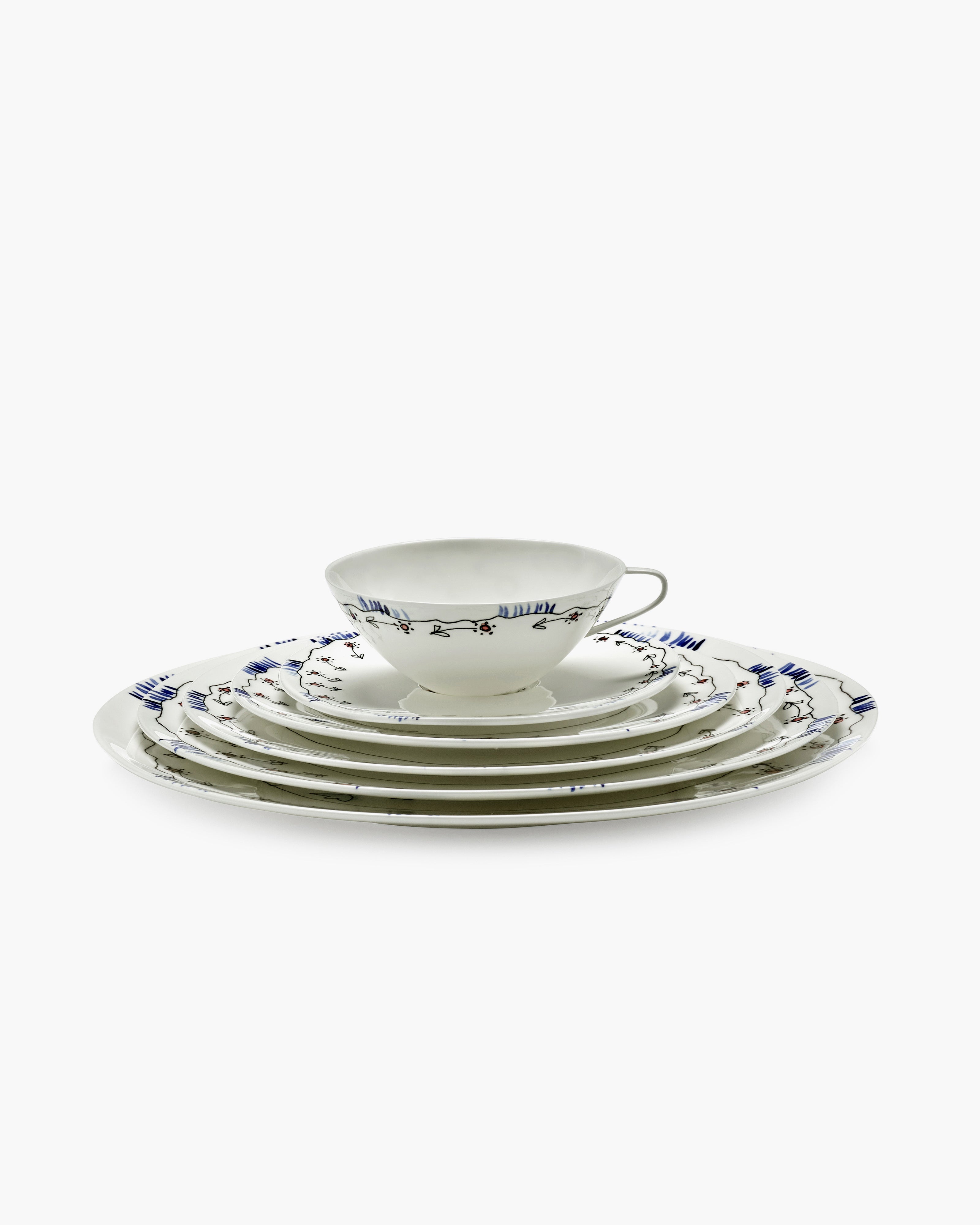 Serax Midnight Flowers Anemone Milk šálek s podšálkem porcelánový