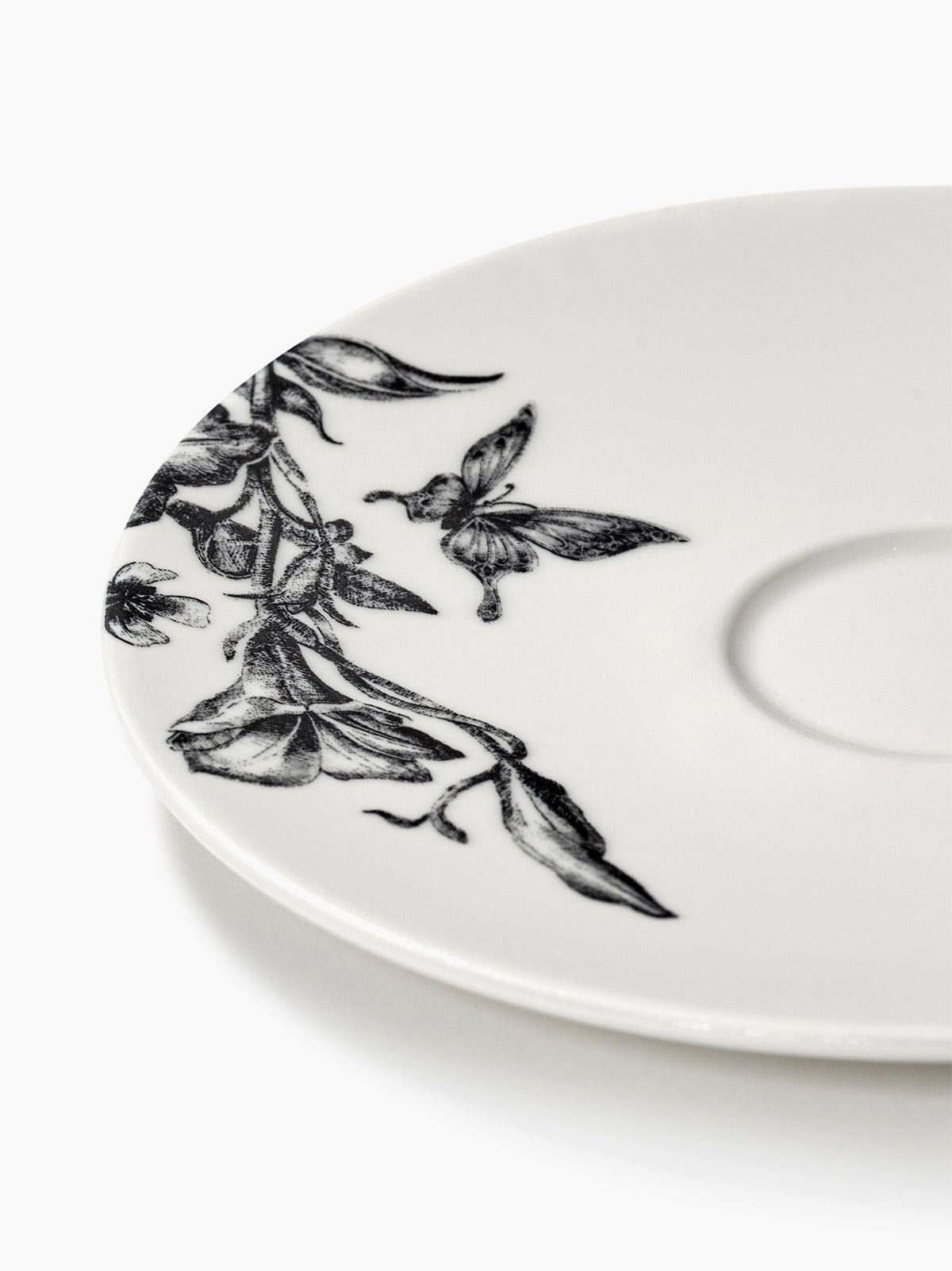 Serax Unity podšálek k šálku bílý černý květ porcelán