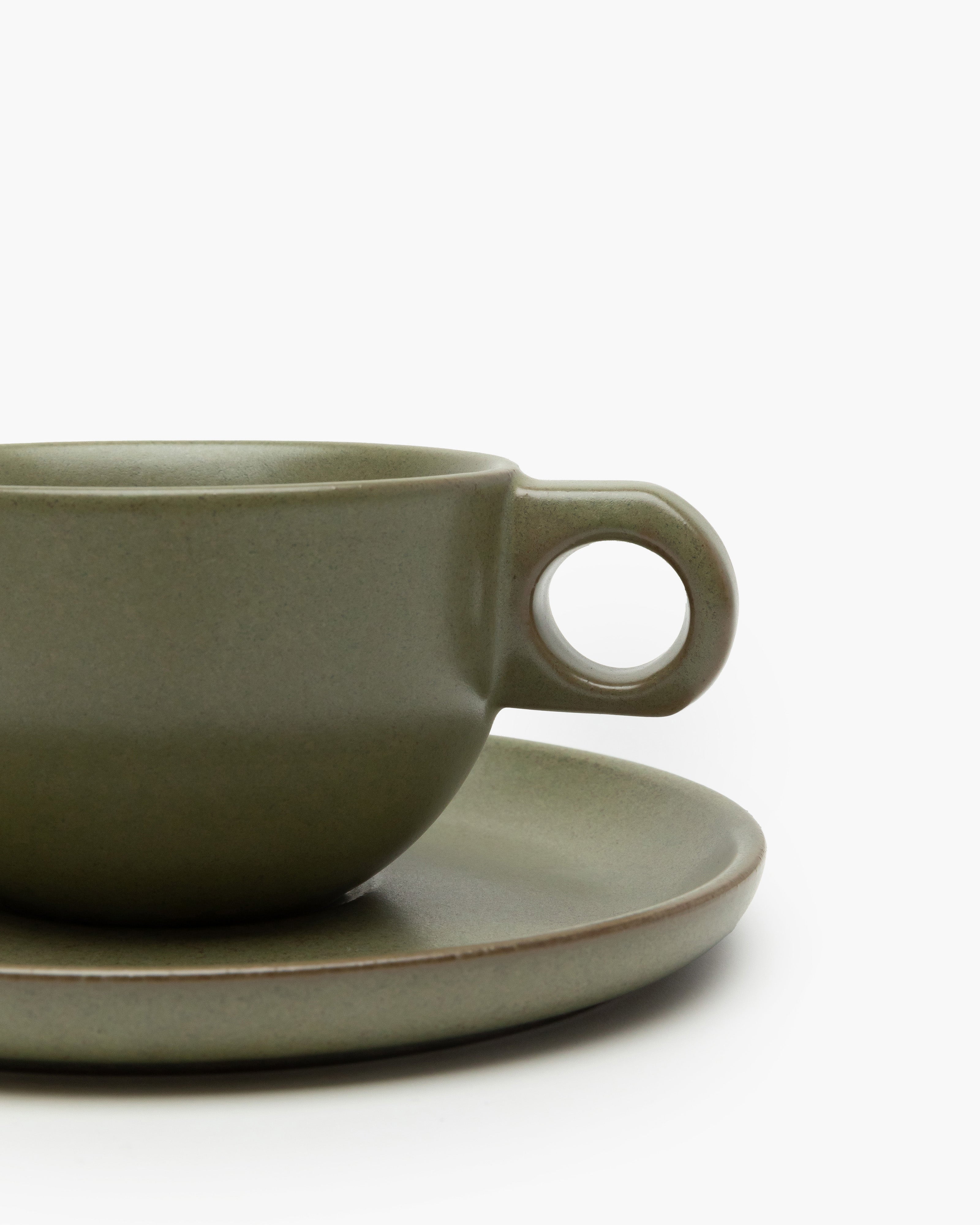 Serax Surface šálek na cappuccino s podšálkem camo green kamenina