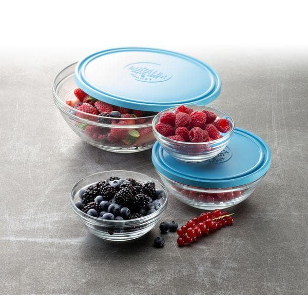 Duralex Freshbox skleněná dóza 310 ml s modrým víkem
