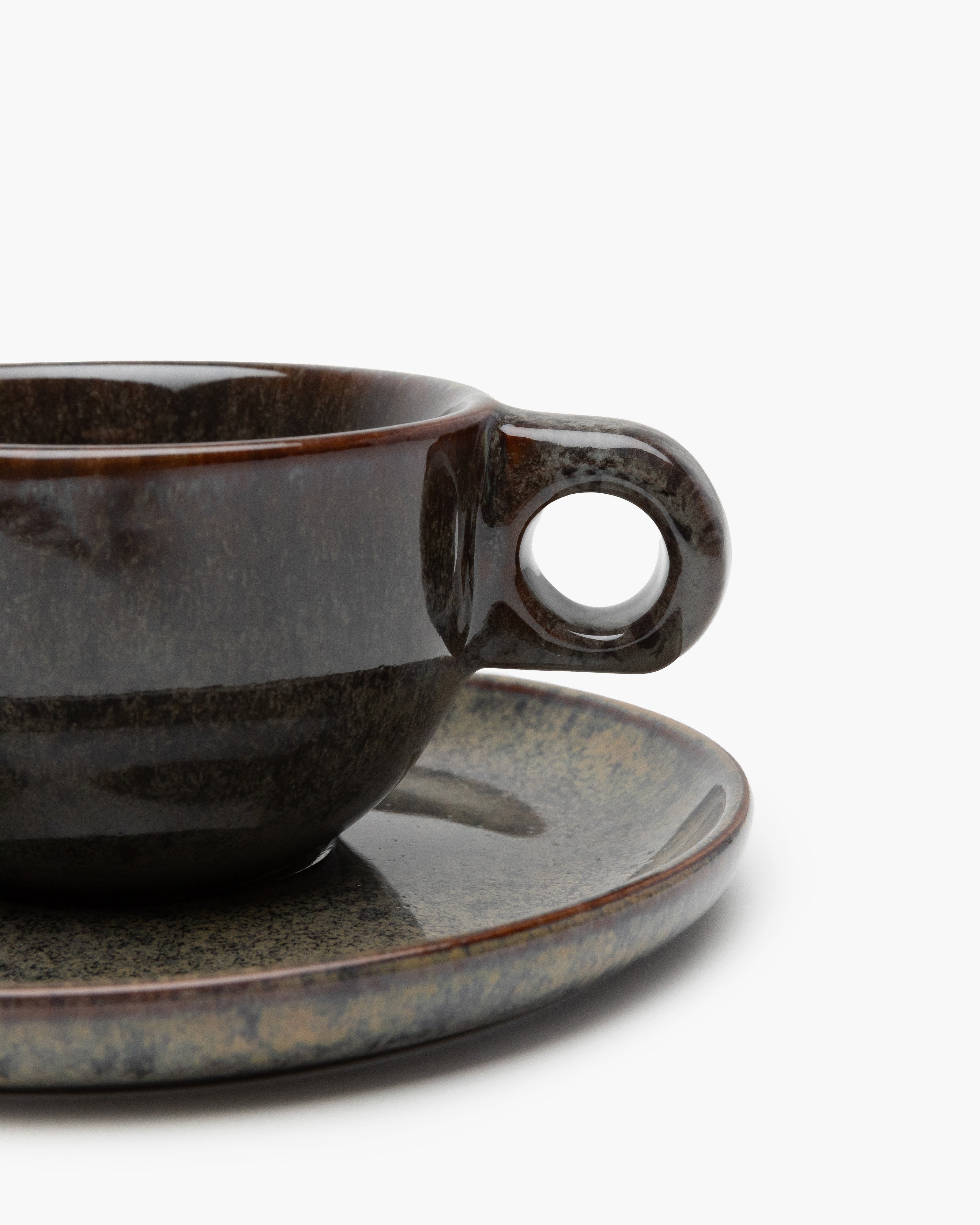 Serax Surface cappuccino šálek s podšálkem indi grey reaktivní glazura