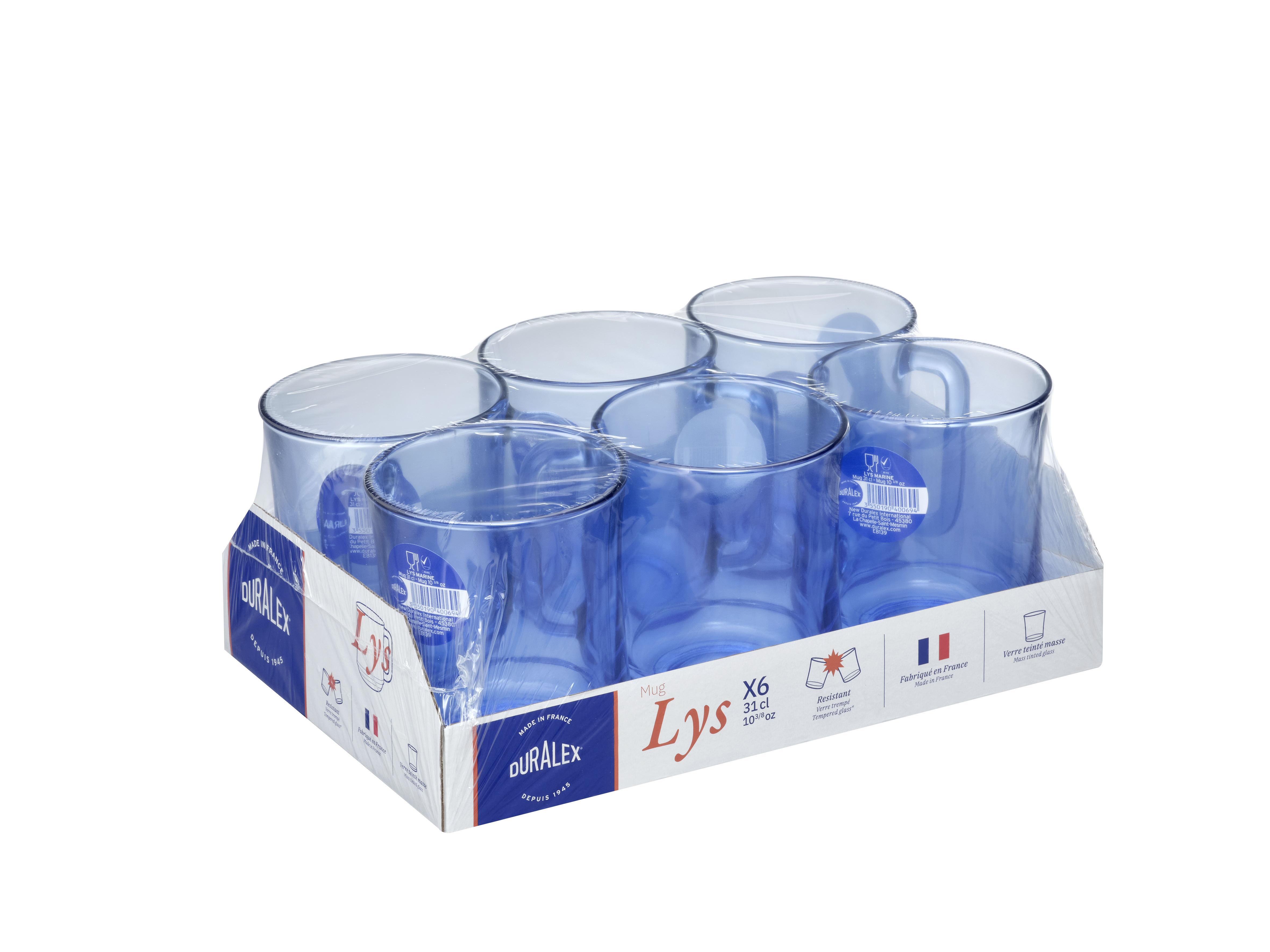 Duralex Lys hrnky 31 cl 6× modré