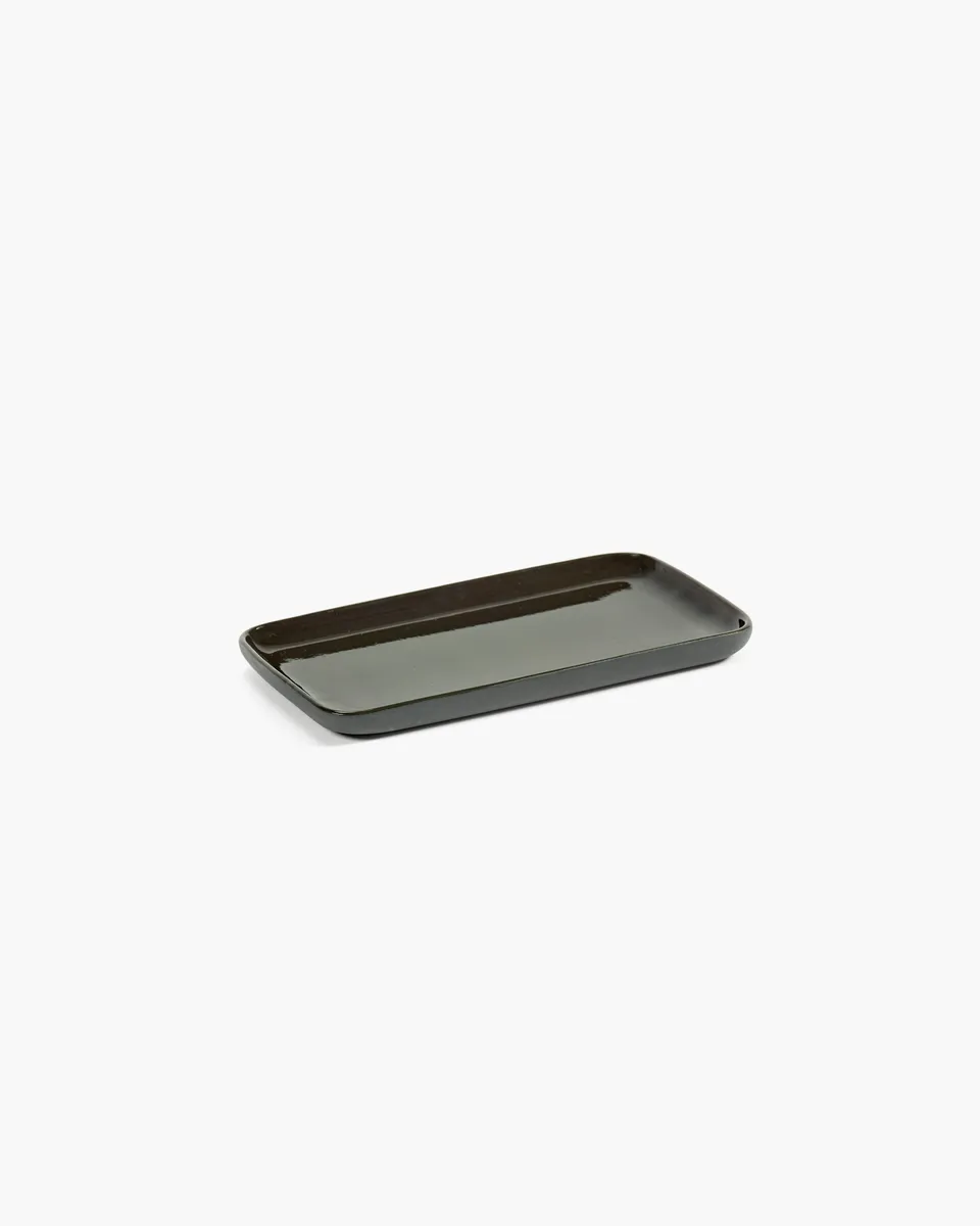 Serax Cose podnos rectangular S tmavě šedý porcelánový