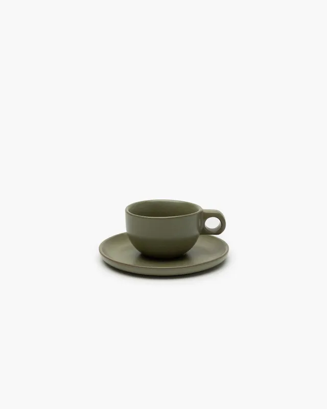 Serax Surface šálek na cappuccino s podšálkem camo green kamenina