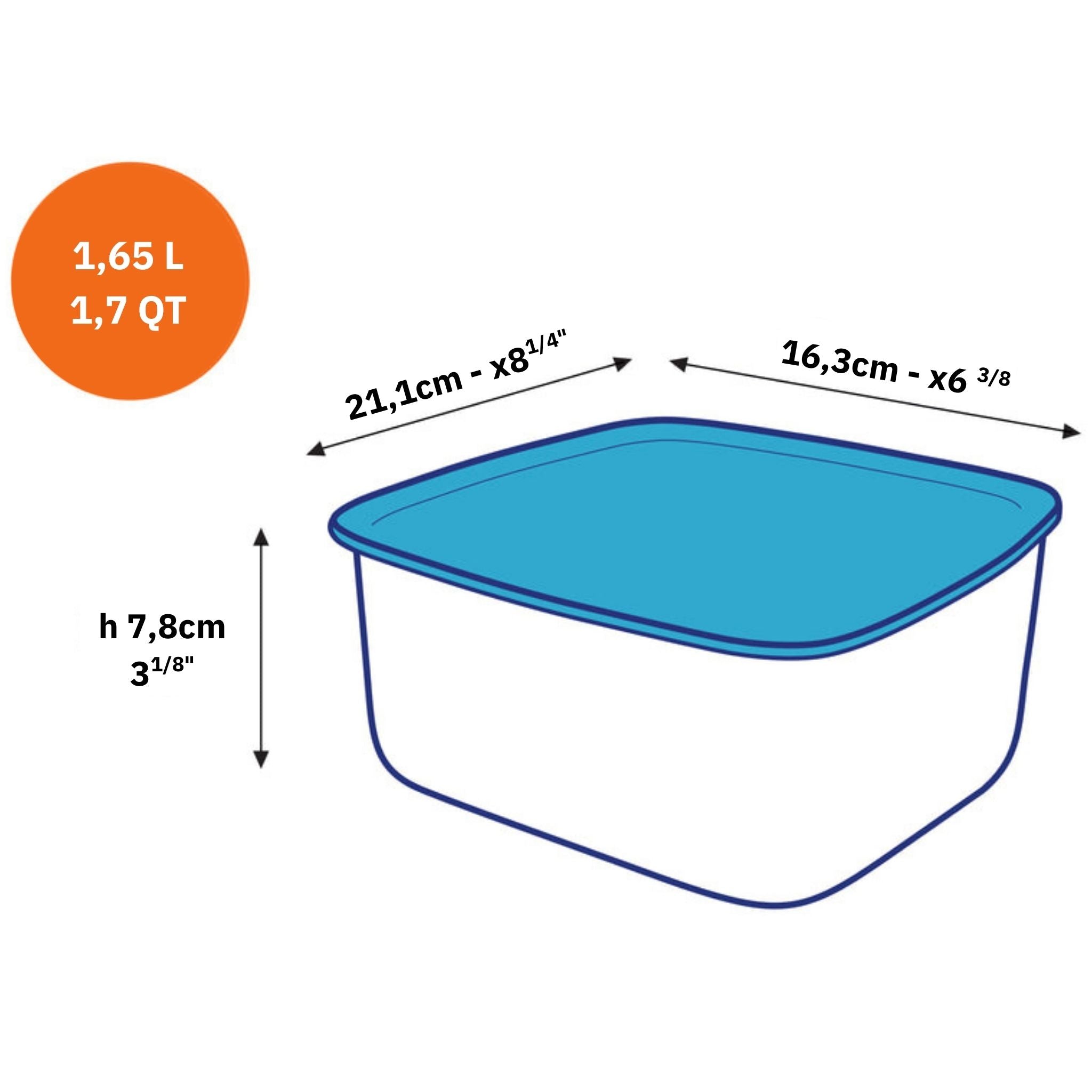 Duralex Freshbox dóza obdélníková 1,65 l modré víko