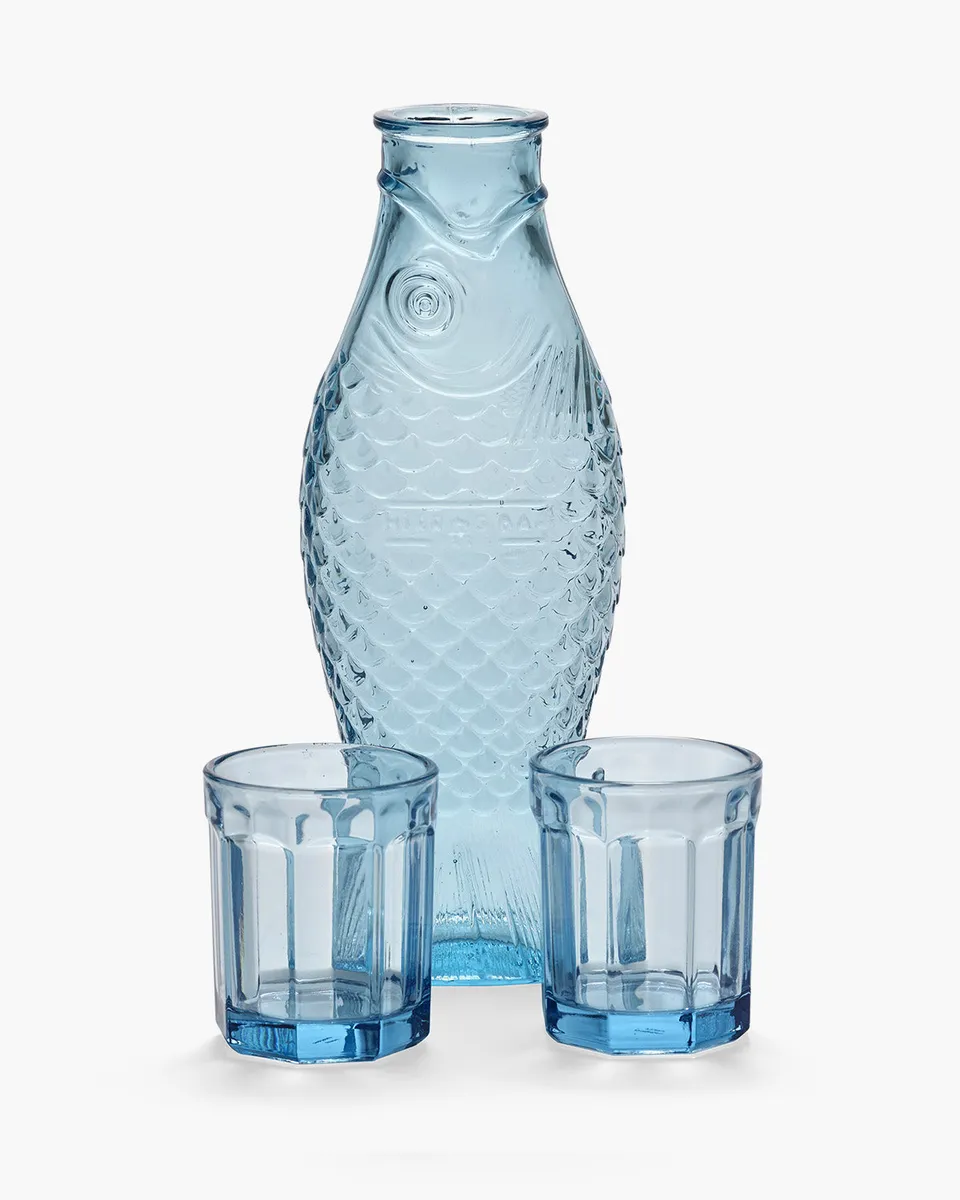 Serax Fish & Fish karafa set světle modrá 3ks sklo