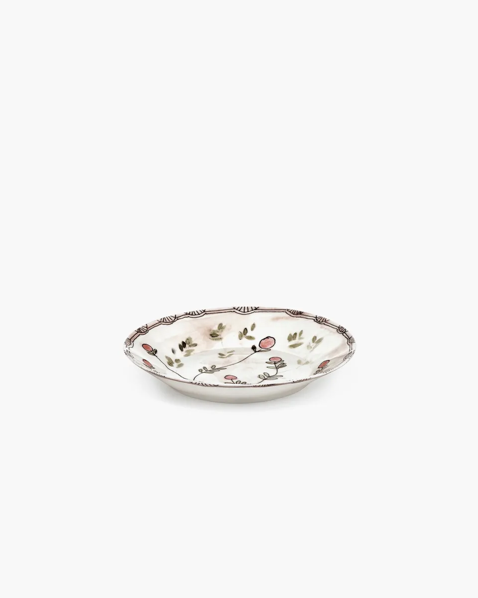 Serax Midnight Flowers hluboký talíř M růžový porcelán