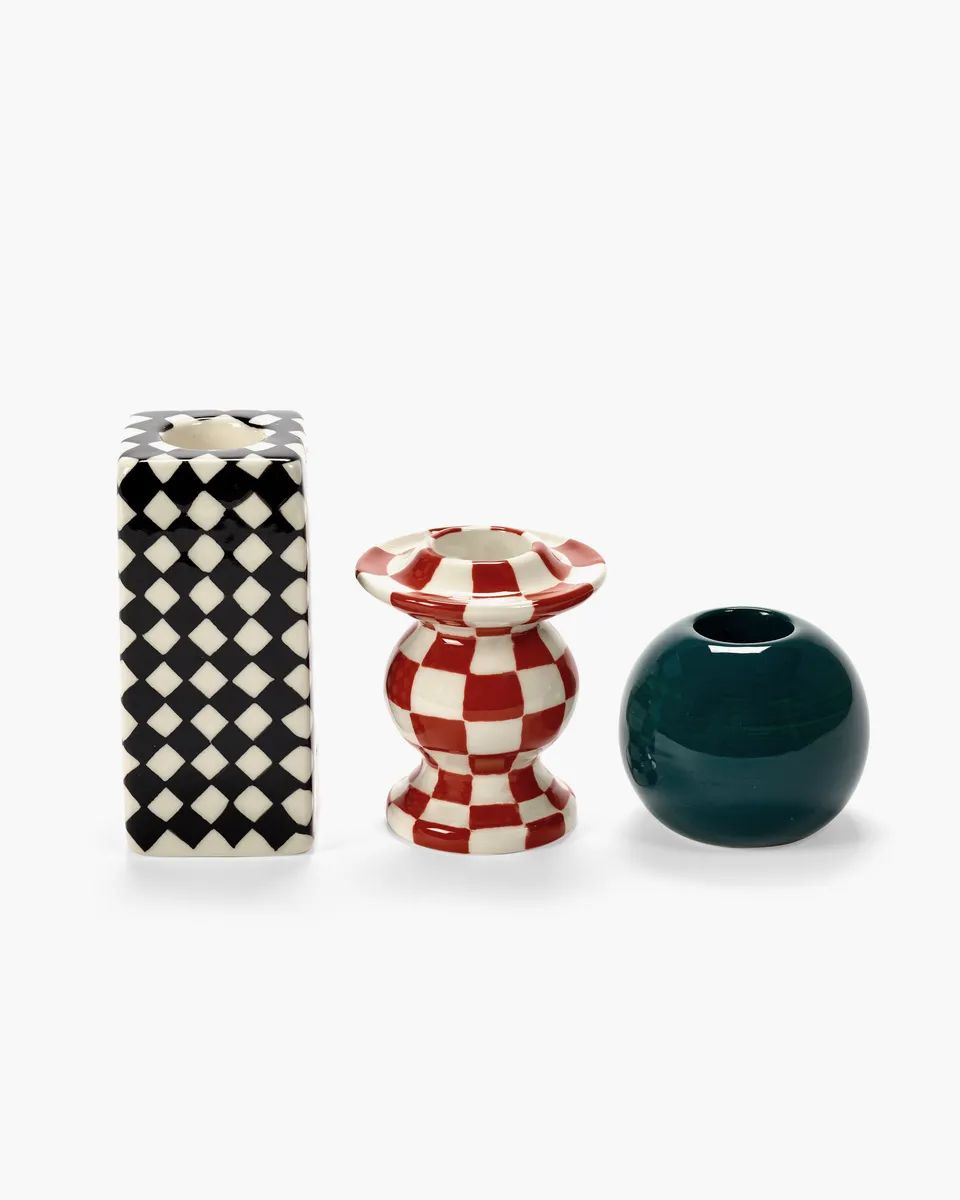 Serax Les Objets Mouleversants svícen sada 3ks Chessboard