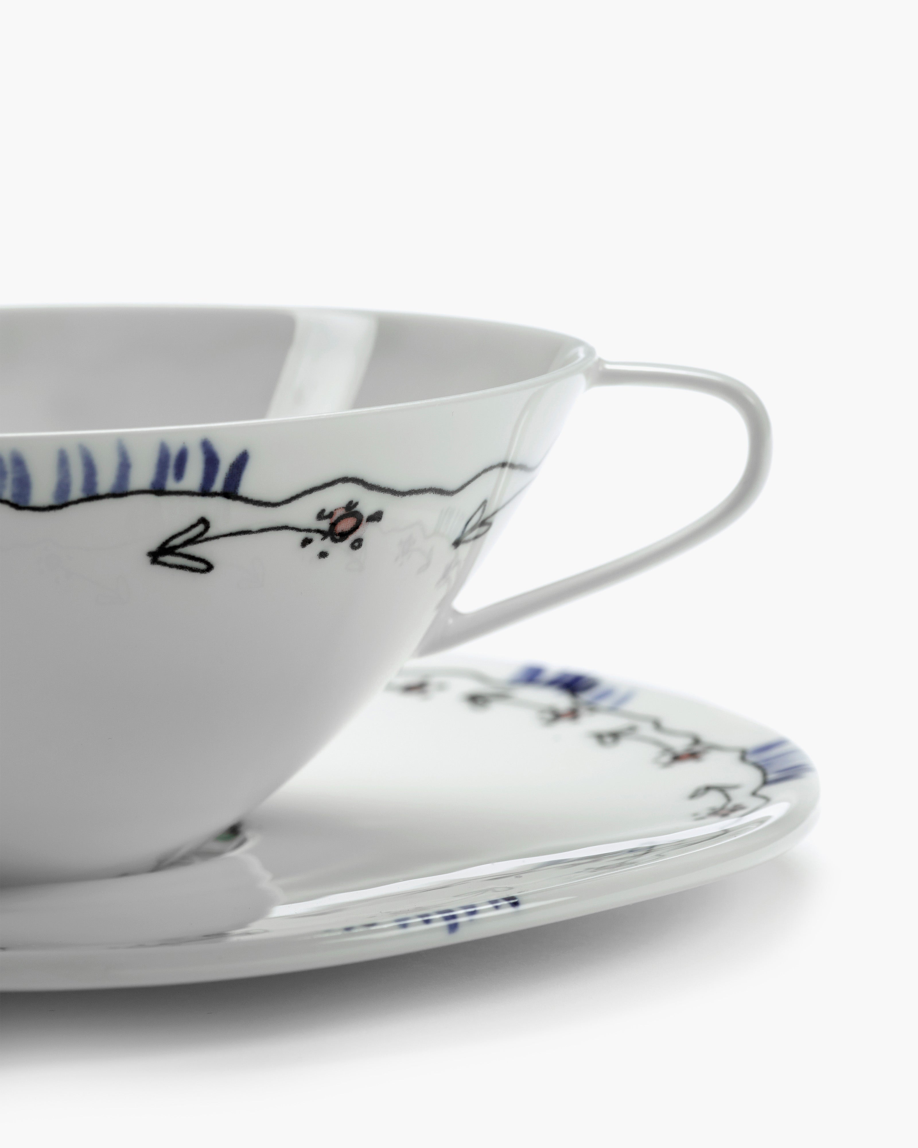 Serax Midnight Flowers Anemone Milk šálek s podšálkem porcelánový