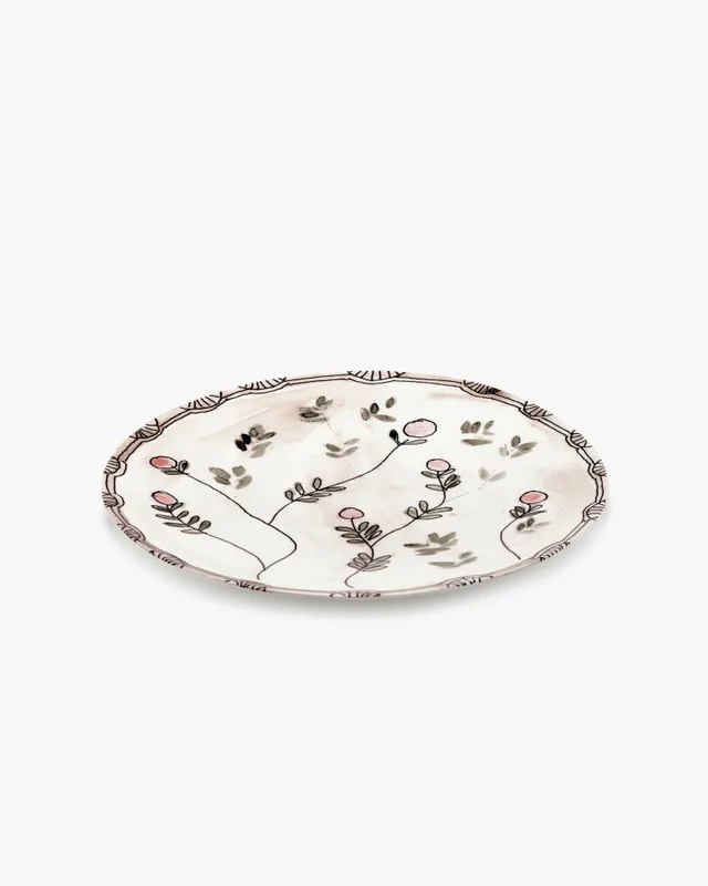 Serax Midnight Flowers Mirtillo nude talir L ruzovy porcelan