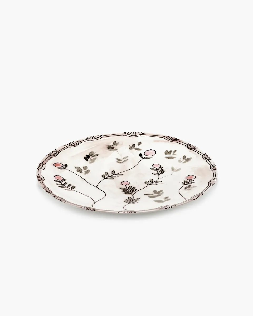 Serax Midnight Flowers Mirtillo nude talir L ruzovy porcelan