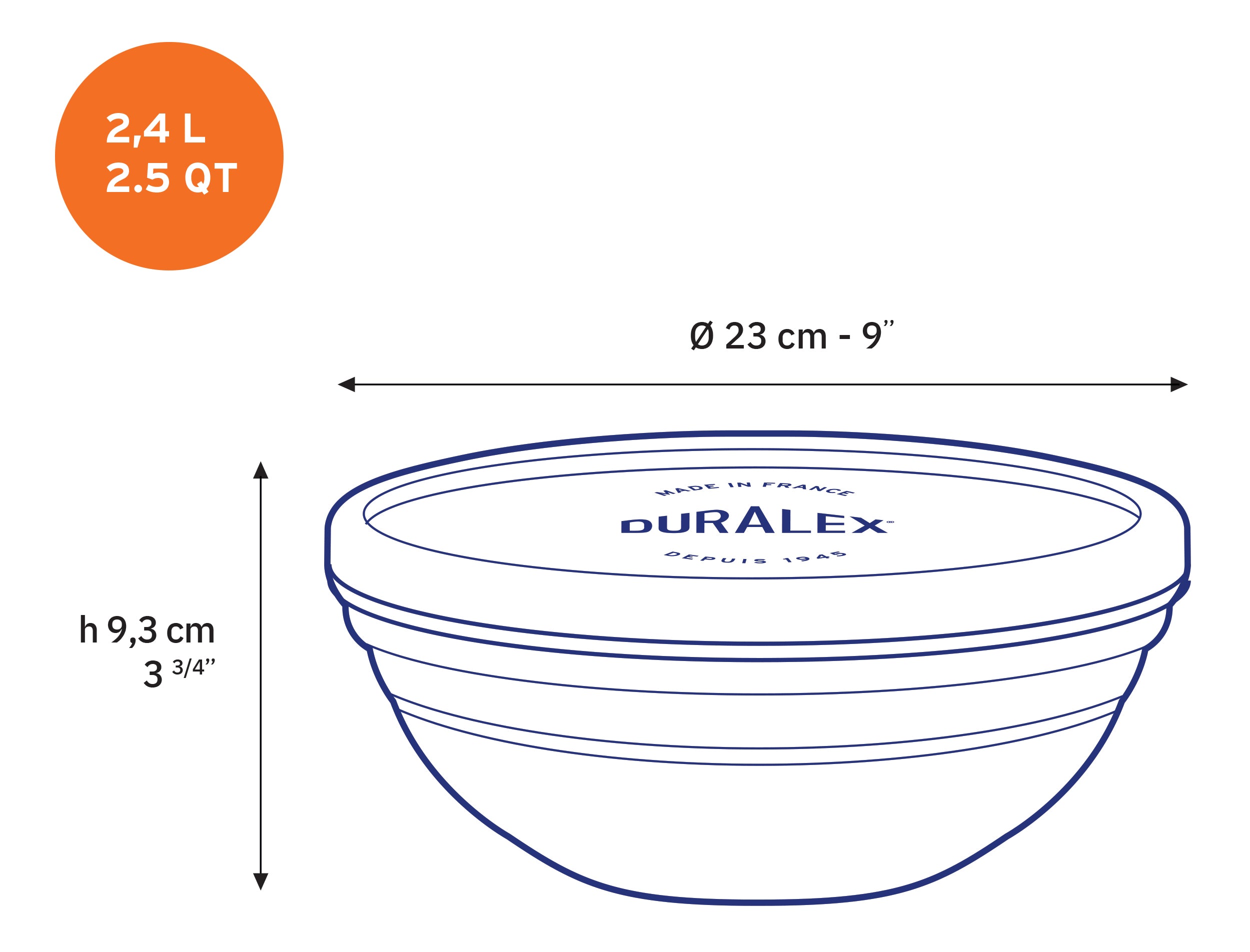Duralex Freshbox dóza kulatá 2,4 l modré víko sklo