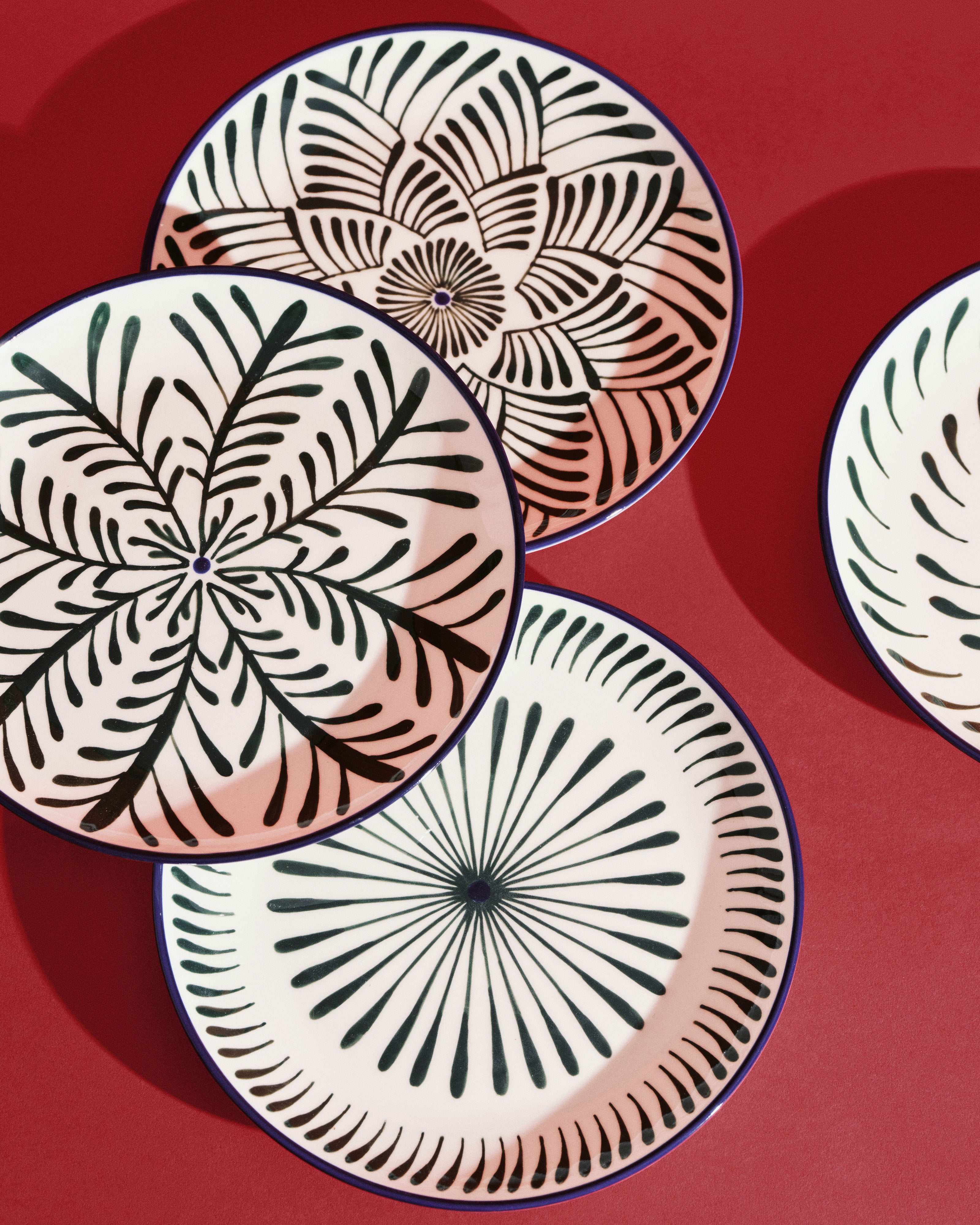 Serax Bazaar Breakfast plate snídaňové talíře 4 ks zeleno-modré vzorované