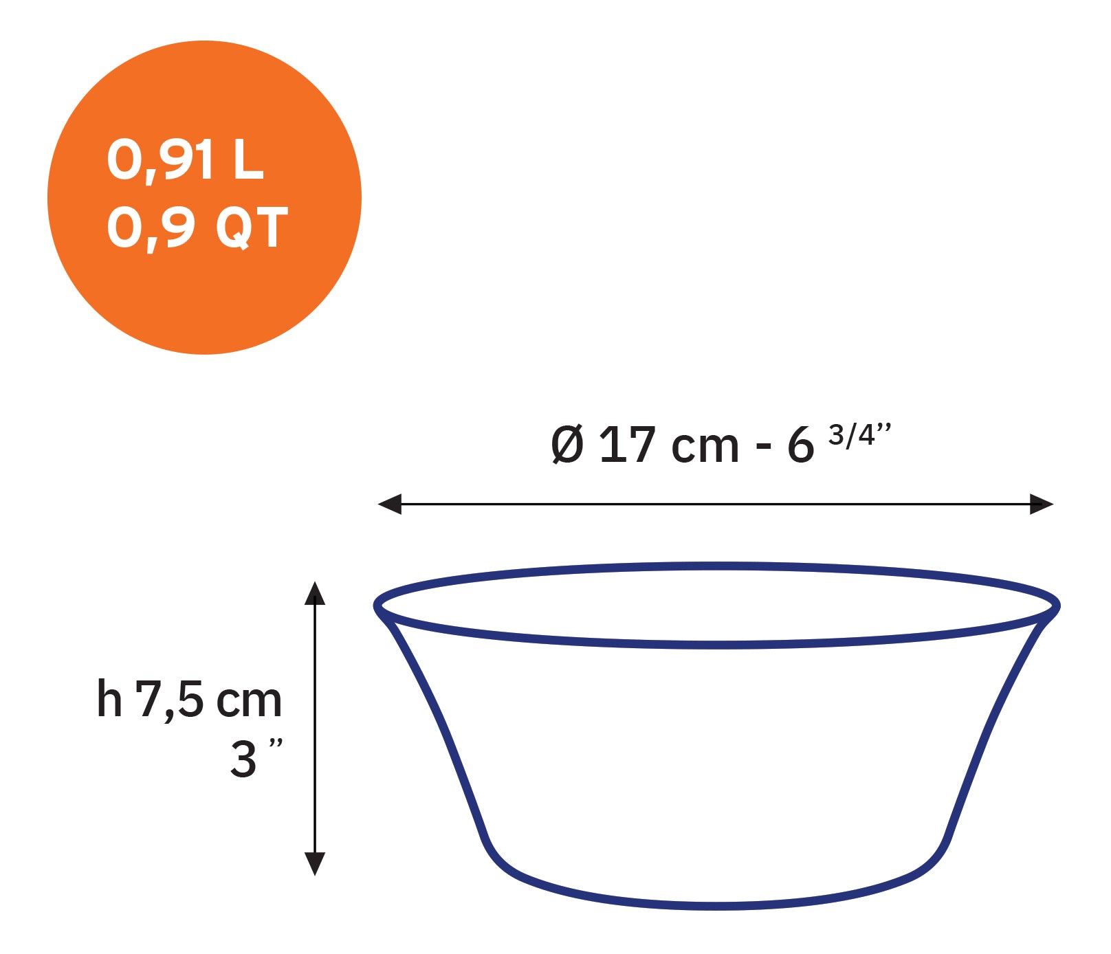 Duralex Lys salátová mísa 17 cm 91 cl tmavě modrá