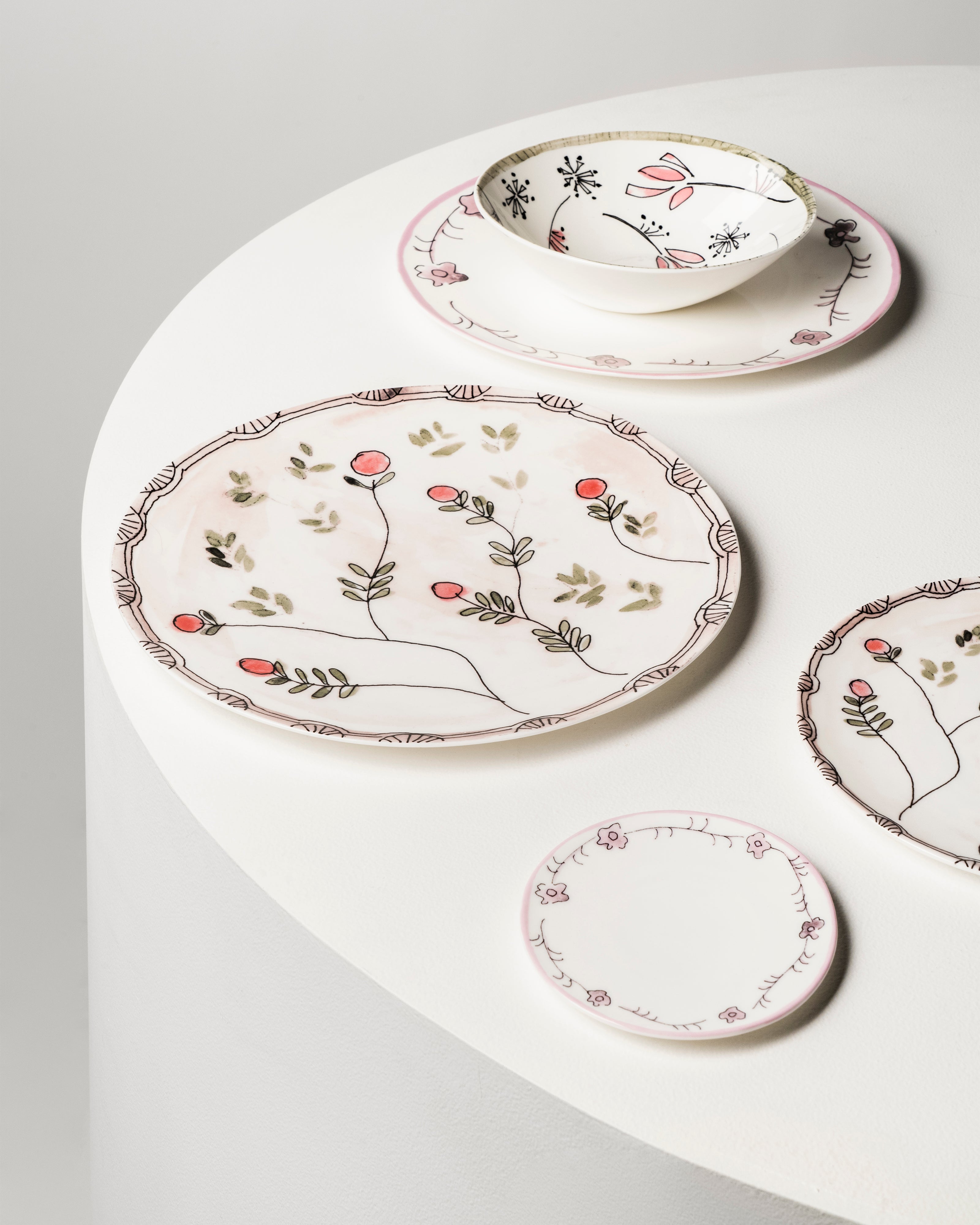 Serax Midnight Flowers Fiore rosa miska nízká S růžová porcelán