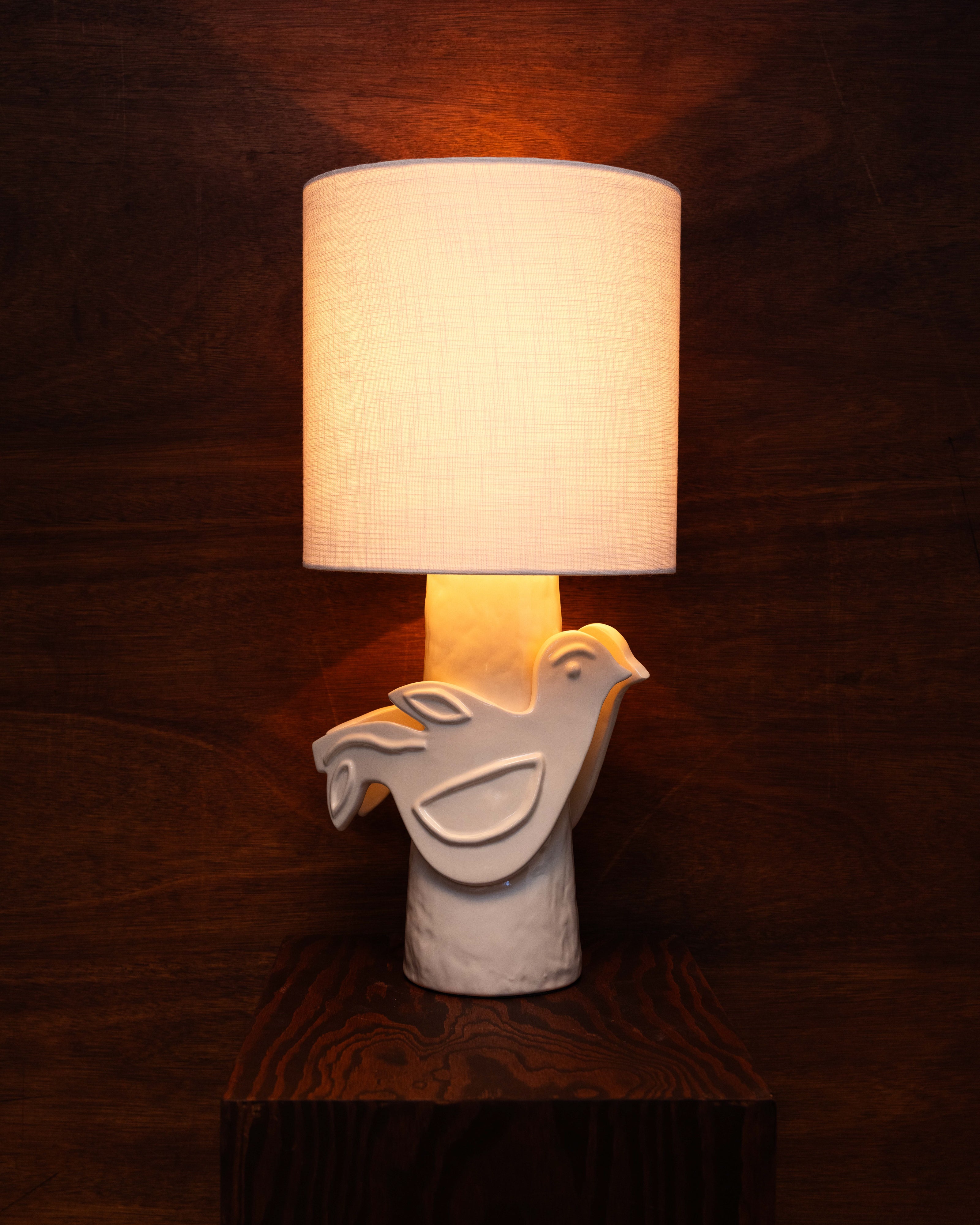 Serax Paloma stolní lampa bílá keramika holubice