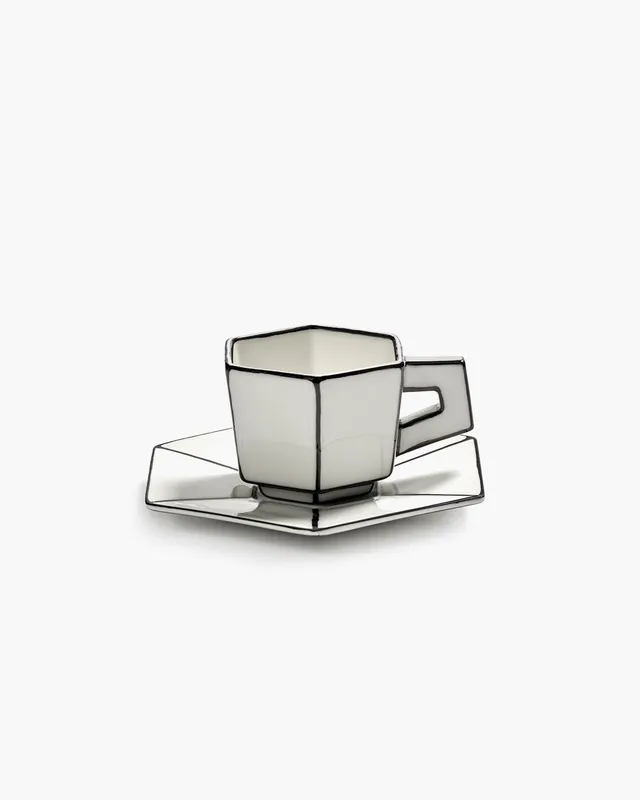 Serax Carte Blanche espresso šálek s podšálkem bílo-černý