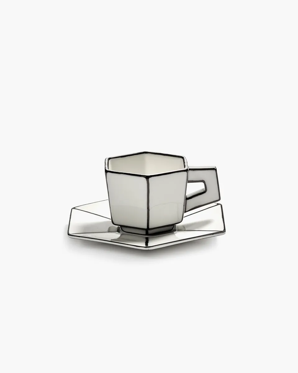 Serax Carte Blanche espresso šálek s podšálkem bílo-černý