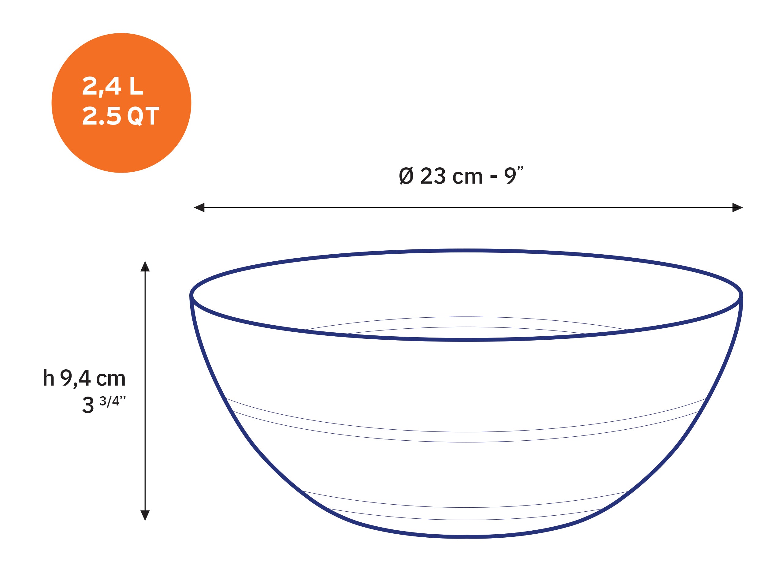 Duralex Le Gigogne salátová mísa 23 cm 2,4 l čirá