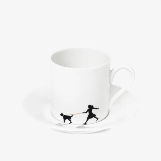 Augarten Menschen Frau mit Hund espresso šálek černý