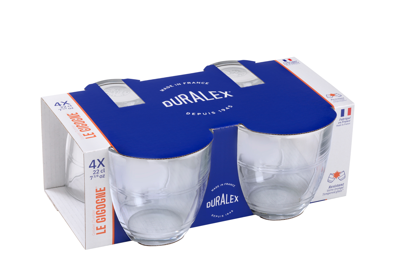 Duralex Gigogne sklenice na vodu 22 cl 4 ks čirá