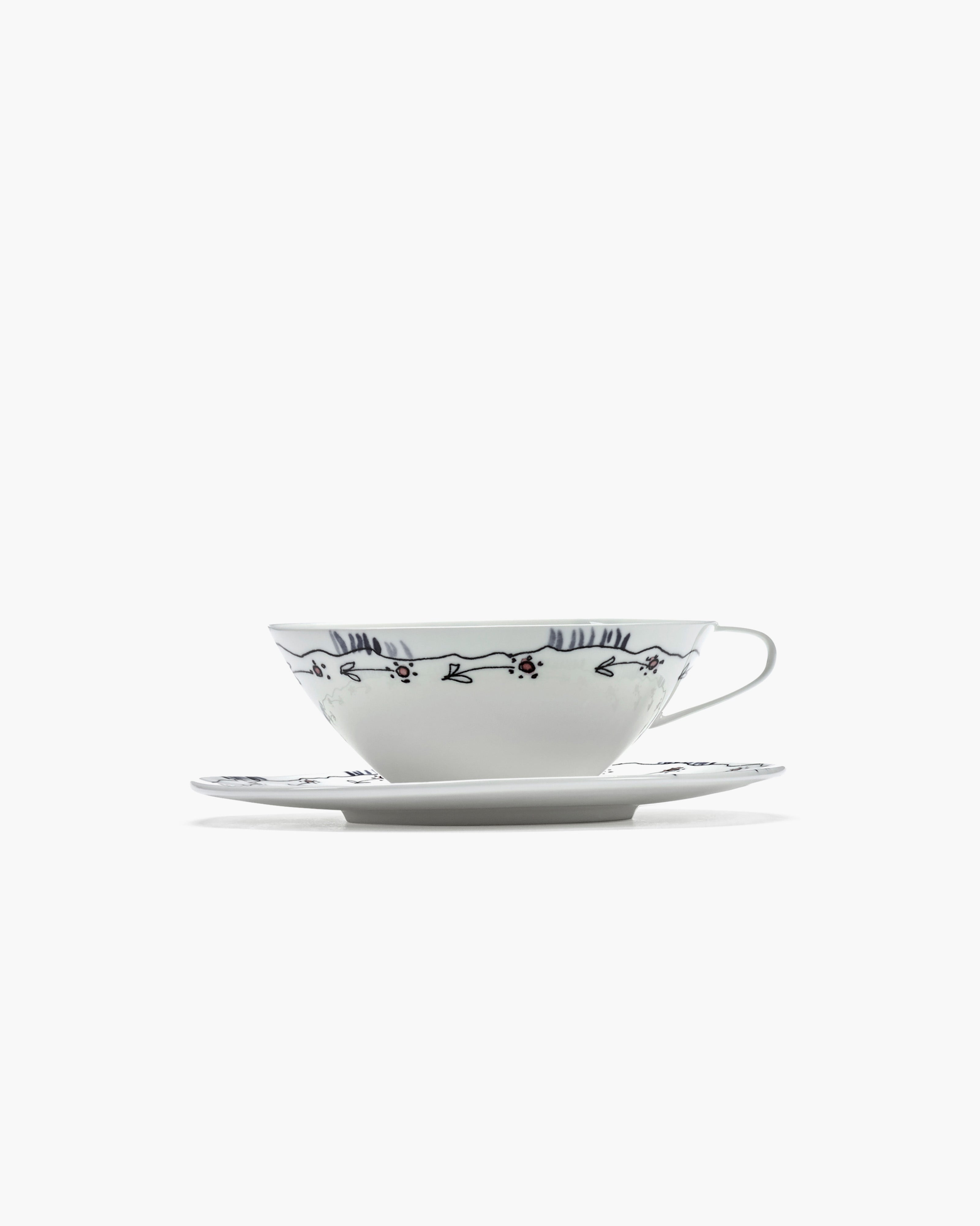Serax Midnight Flowers Anemone Milk šálek s podšálkem porcelánový