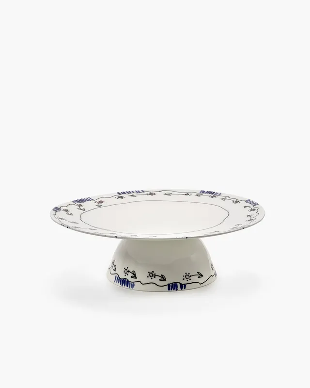 Serax Midnight Flowers stojan na dort L milk porcelánový